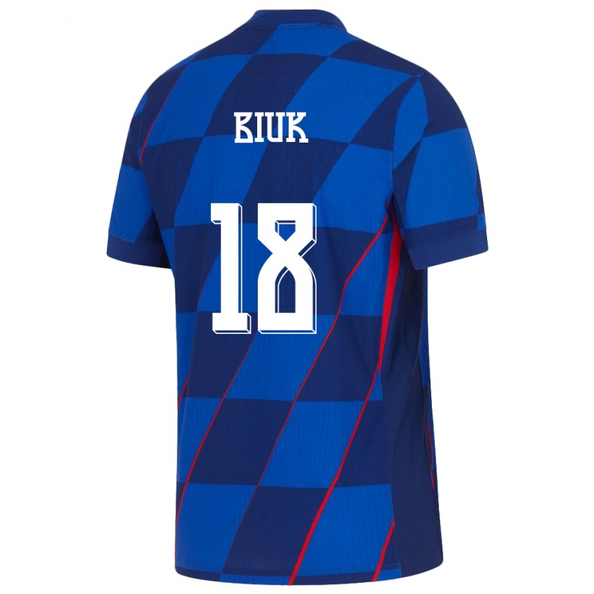 Kinderen Kroatië Stipe Biuk #18 Blauw Uitshirt Uittenue 24-26 T-Shirt