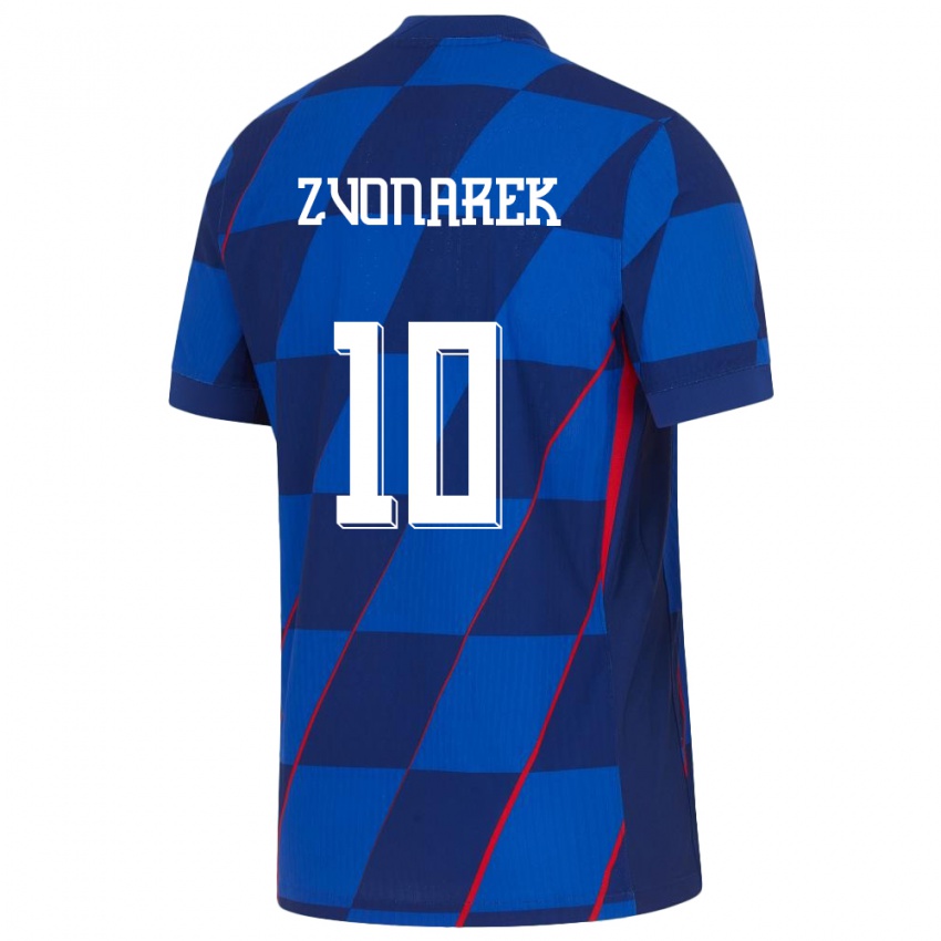 Kinderen Kroatië Lovro Zvonarek #10 Blauw Uitshirt Uittenue 24-26 T-Shirt