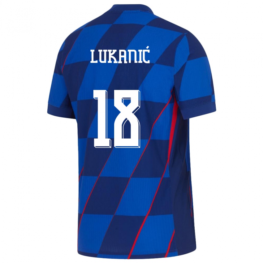 Kinderen Kroatië Luka Lukanic #18 Blauw Uitshirt Uittenue 24-26 T-Shirt