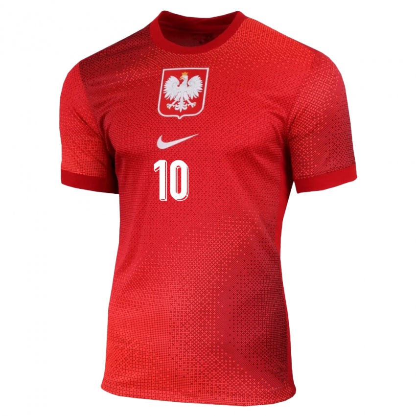 Kinderen Polen Piotr Zielinski #10 Rood Uitshirt Uittenue 24-26 T-Shirt