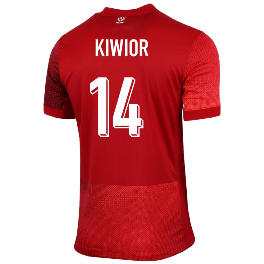 Kinderen Polen Jakub Kiwior #14 Rood Uitshirt Uittenue 24-26 T-Shirt