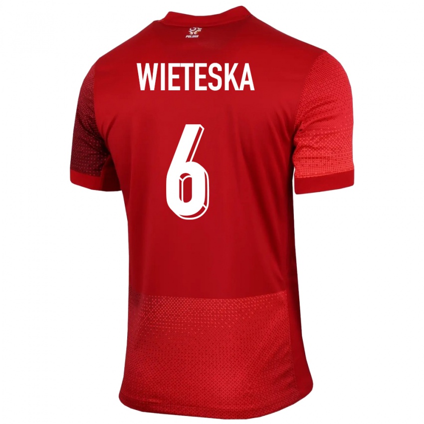 Kinderen Polen Mateusz Wieteska #6 Rood Uitshirt Uittenue 24-26 T-Shirt