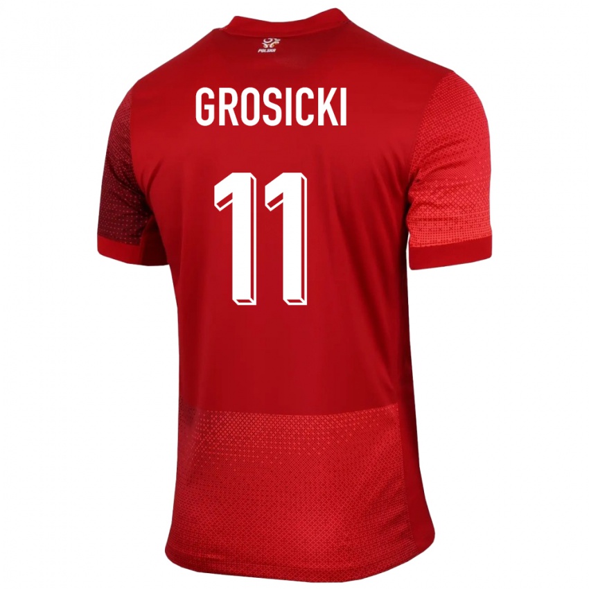 Kinderen Polen Kamil Grosicki #11 Rood Uitshirt Uittenue 24-26 T-Shirt