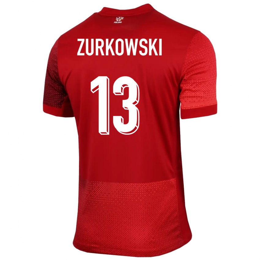 Kinderen Polen Szymon Zurkowski #13 Rood Uitshirt Uittenue 24-26 T-Shirt