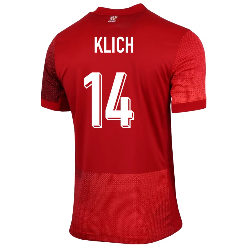 Kinderen Polen Mateusz Klich #14 Rood Uitshirt Uittenue 24-26 T-Shirt