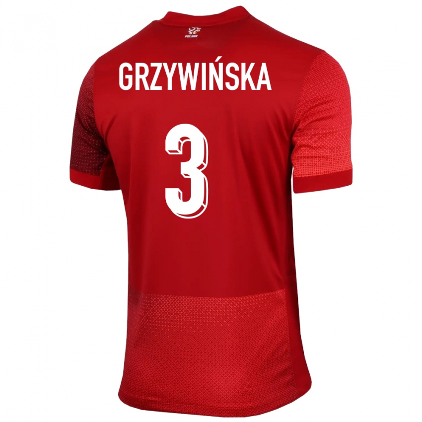 Kinderen Polen Gabriela Grzywinska #3 Rood Uitshirt Uittenue 24-26 T-Shirt