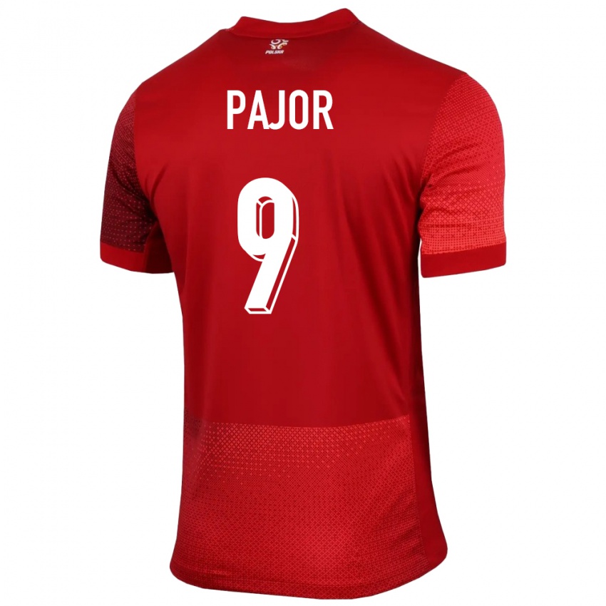 Kinderen Polen Ewa Pajor #9 Rood Uitshirt Uittenue 24-26 T-Shirt