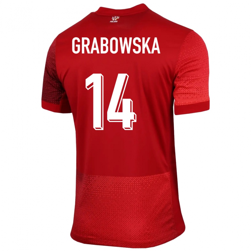 Kinderen Polen Dominika Grabowska #14 Rood Uitshirt Uittenue 24-26 T-Shirt