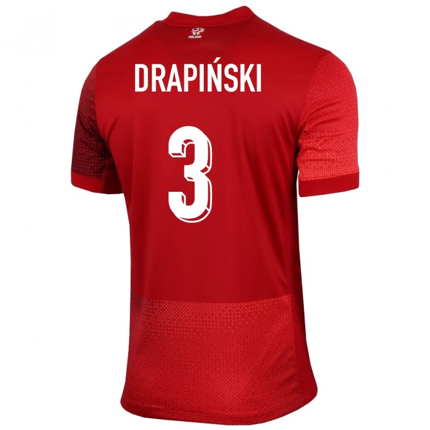 Kinderen Polen Igor Drapinski #3 Rood Uitshirt Uittenue 24-26 T-Shirt