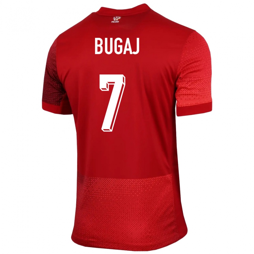 Kinderen Polen Dawid Bugaj #7 Rood Uitshirt Uittenue 24-26 T-Shirt