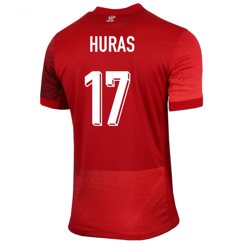 Kinderen Polen Mike Huras #17 Rood Uitshirt Uittenue 24-26 T-Shirt