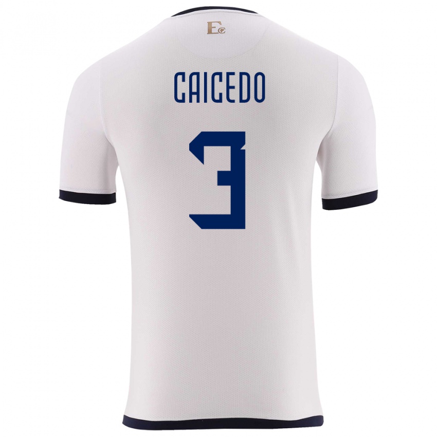 Kinderen Ecuador Jessy Caicedo #3 Wit Uitshirt Uittenue 24-26 T-Shirt