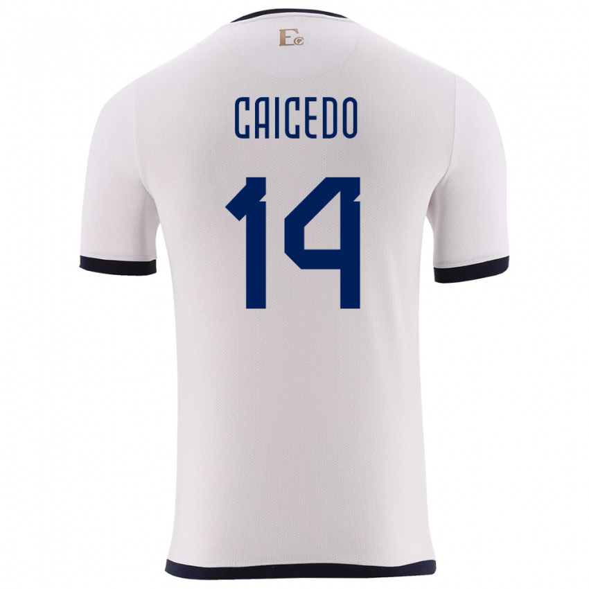 Kinderen Ecuador Carina Caicedo #14 Wit Uitshirt Uittenue 24-26 T-Shirt