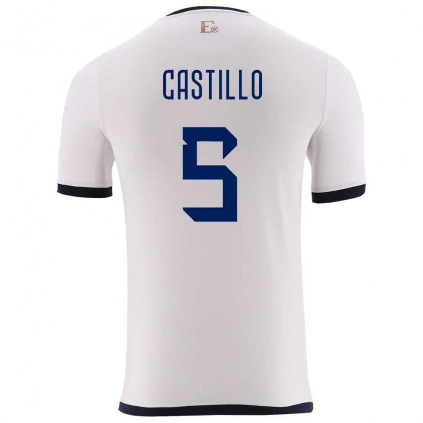 Kinderen Ecuador Denil Castillo #5 Wit Uitshirt Uittenue 24-26 T-Shirt