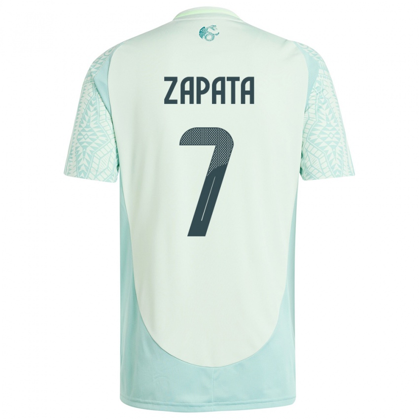 Kinderen Mexico Angel Zapata #7 Linnen Groen Uitshirt Uittenue 24-26 T-Shirt