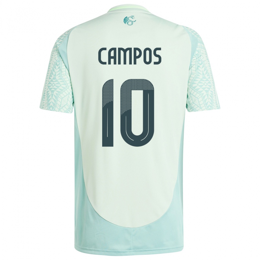 Kinderen Mexico Karel Campos #10 Linnen Groen Uitshirt Uittenue 24-26 T-Shirt