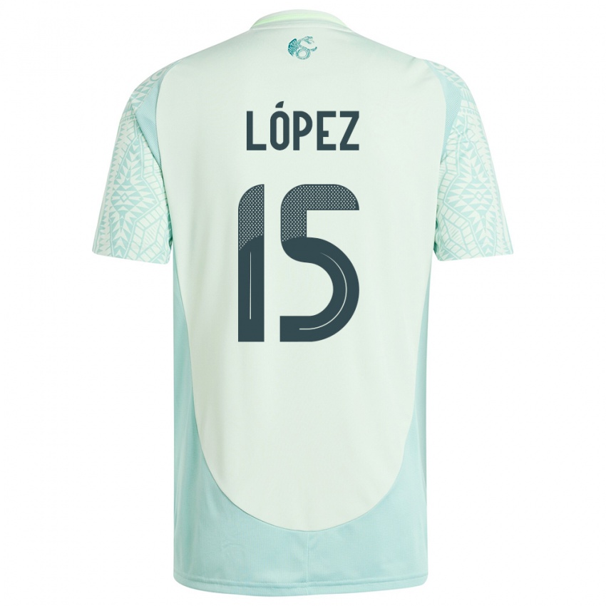 Kinderen Mexico Everardo Lopez #15 Linnen Groen Uitshirt Uittenue 24-26 T-Shirt