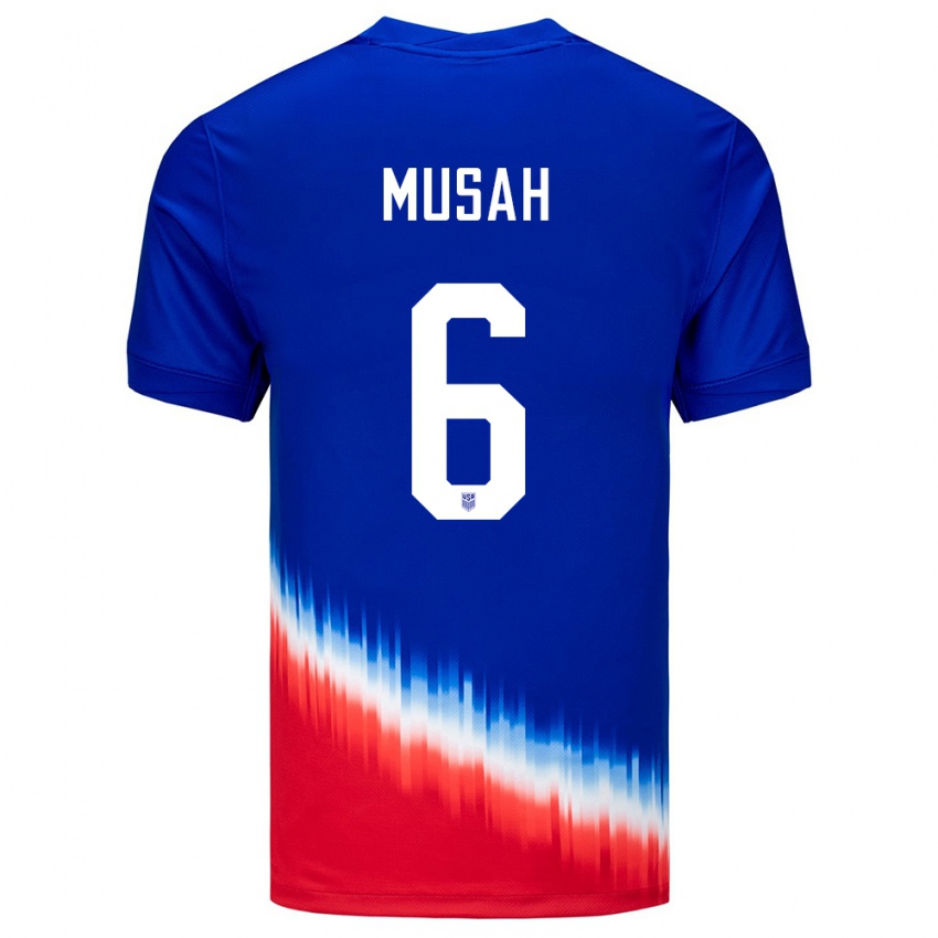 Kinderen Verenigde Staten Yunus Musah #6 Blauw Uitshirt Uittenue 24-26 T-Shirt