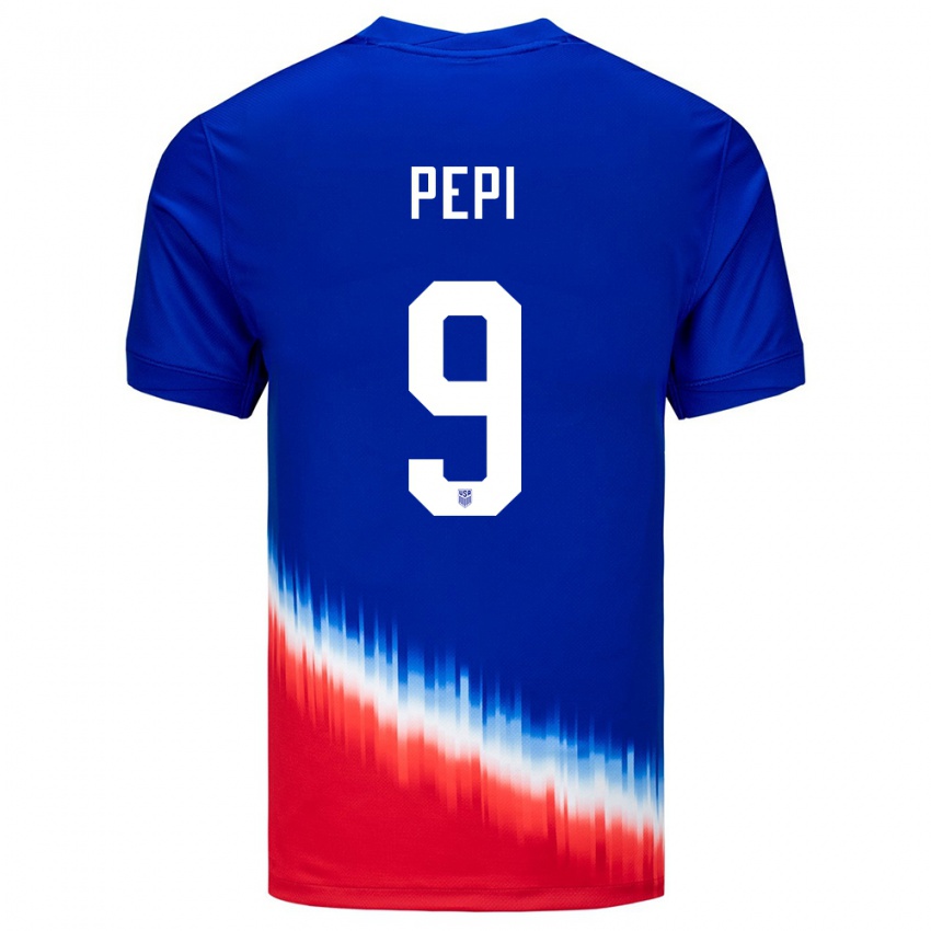 Kinderen Verenigde Staten Ricardo Pepi #9 Blauw Uitshirt Uittenue 24-26 T-Shirt