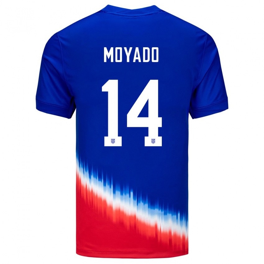 Kinderen Verenigde Staten Bryan Moyado #14 Blauw Uitshirt Uittenue 24-26 T-Shirt