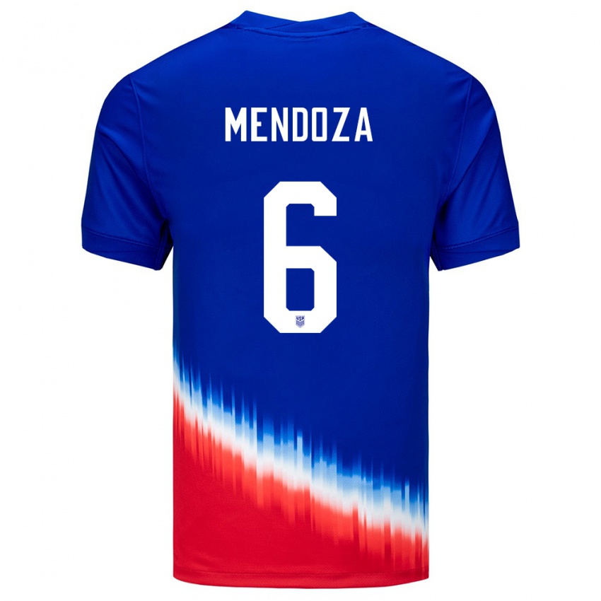 Kinderen Verenigde Staten Edwyn Mendoza #6 Blauw Uitshirt Uittenue 24-26 T-Shirt