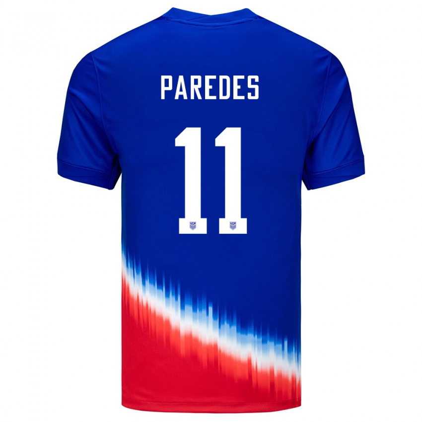 Kinderen Verenigde Staten Kevin Paredes #11 Blauw Uitshirt Uittenue 24-26 T-Shirt