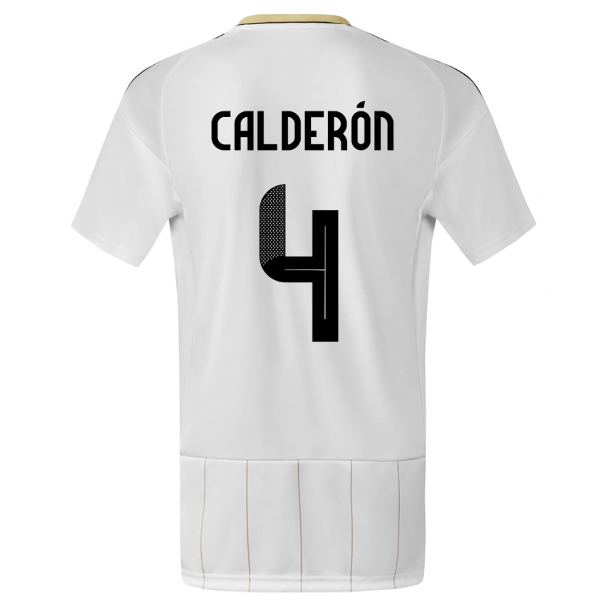 Kinderen Costa Rica Brandon Calderon #4 Wit Uitshirt Uittenue 24-26 T-Shirt