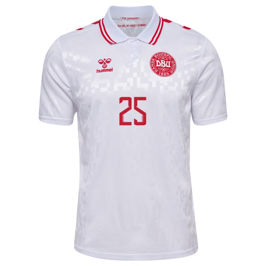 Kinderen Denemarken Rasmus Kristensen #25 Wit Uitshirt Uittenue 24-26 T-Shirt