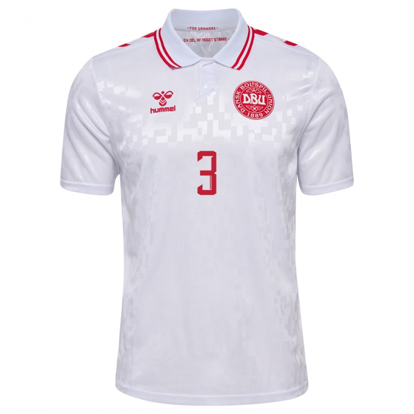 Kinderen Denemarken Victor Nelsson #3 Wit Uitshirt Uittenue 24-26 T-Shirt