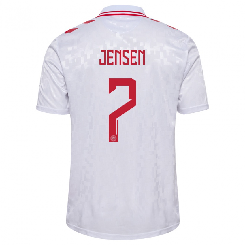 Kinderen Denemarken Mathias Jensen #7 Wit Uitshirt Uittenue 24-26 T-Shirt