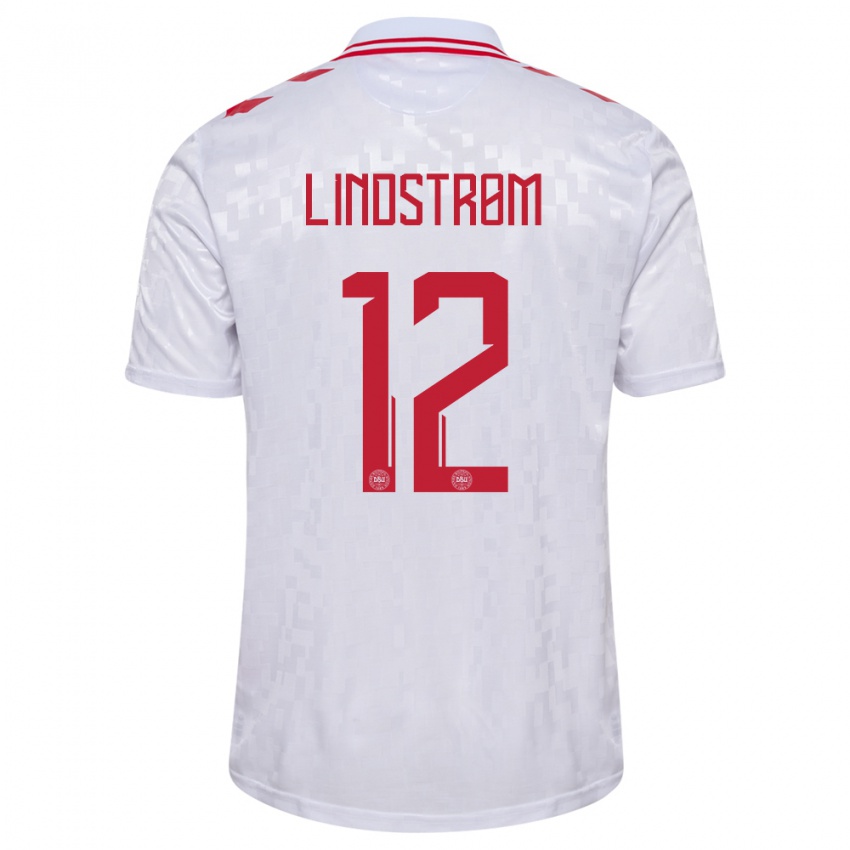 Kinderen Denemarken Jesper Lindstrom #12 Wit Uitshirt Uittenue 24-26 T-Shirt