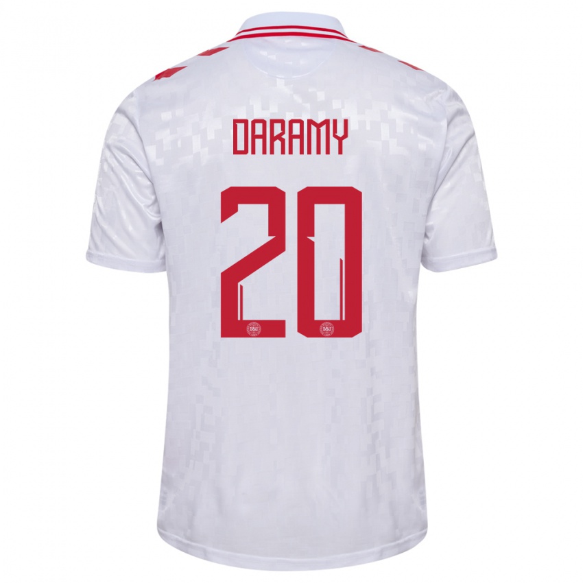 Kinderen Denemarken Mohamed Daramy #20 Wit Uitshirt Uittenue 24-26 T-Shirt