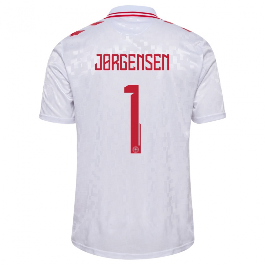 Kinderen Denemarken Filip Jørgensen #1 Wit Uitshirt Uittenue 24-26 T-Shirt