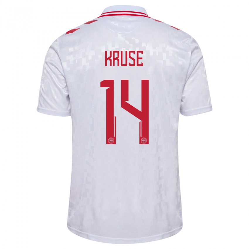 Kinderen Denemarken David Kruse #14 Wit Uitshirt Uittenue 24-26 T-Shirt