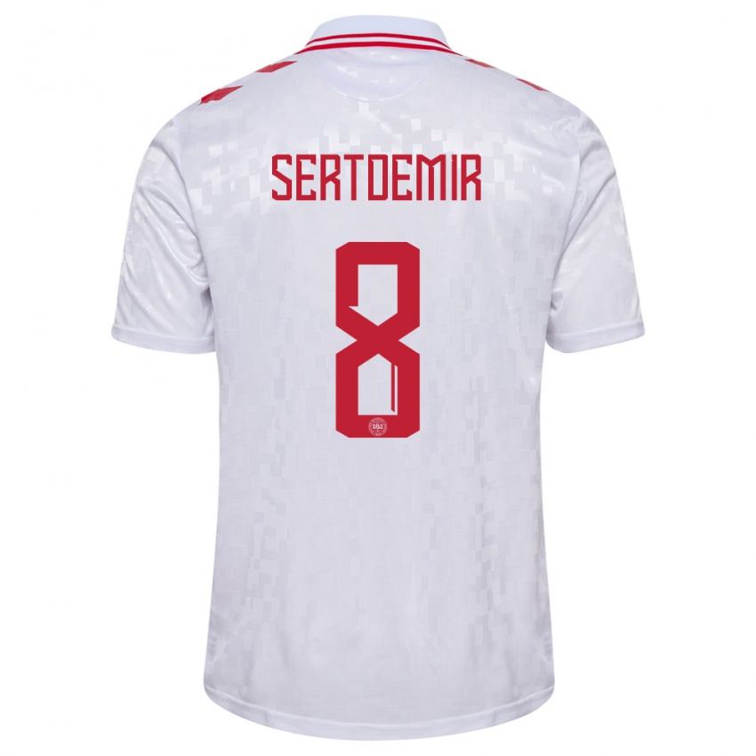 Kinderen Denemarken Zidan Sertdemir #8 Wit Uitshirt Uittenue 24-26 T-Shirt