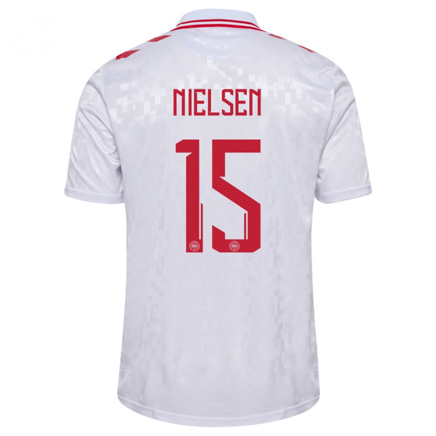 Kinderen Denemarken Villads Nielsen #15 Wit Uitshirt Uittenue 24-26 T-Shirt