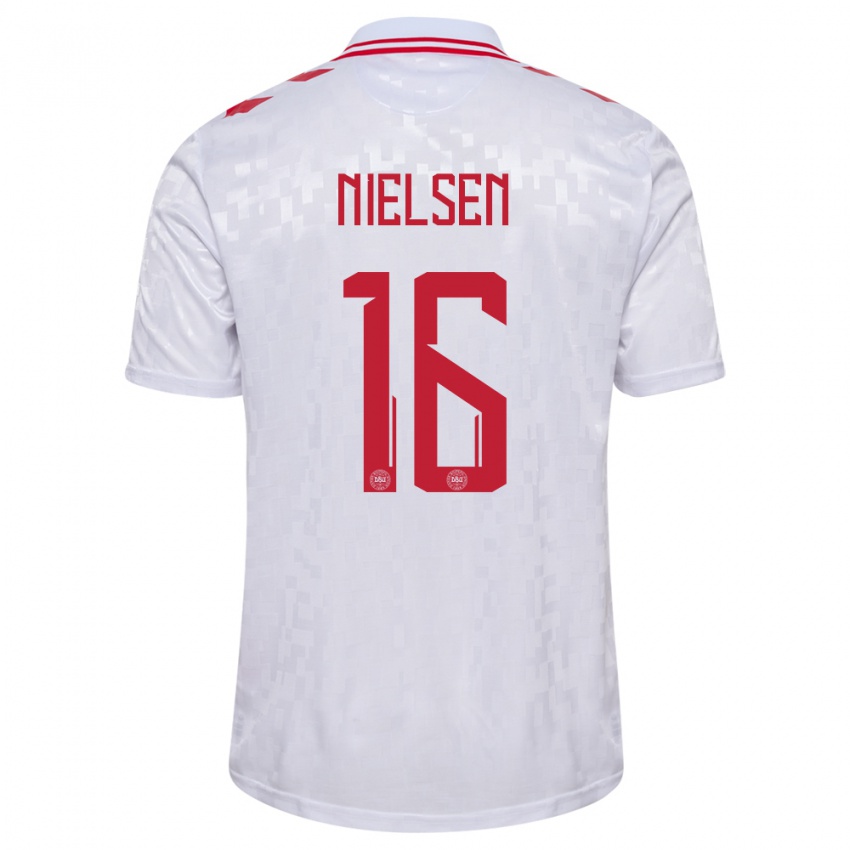 Kinderen Denemarken Magnus Nielsen #16 Wit Uitshirt Uittenue 24-26 T-Shirt