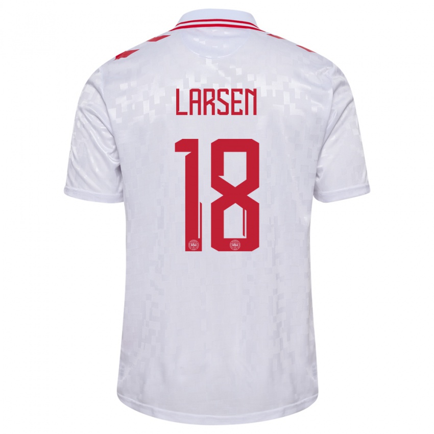 Kinderen Denemarken Lukas Larsen #18 Wit Uitshirt Uittenue 24-26 T-Shirt