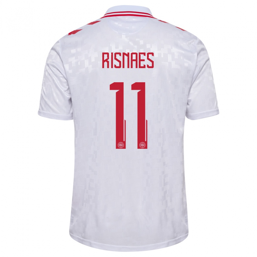 Kinderen Denemarken Roberto Risnaes #11 Wit Uitshirt Uittenue 24-26 T-Shirt