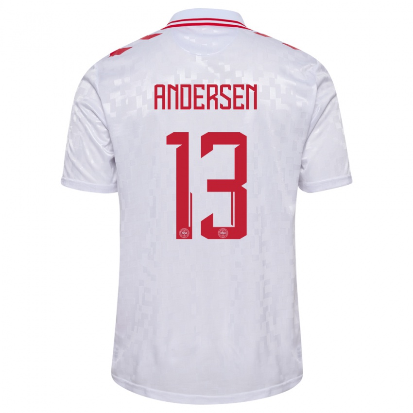 Kinderen Denemarken Frej Andersen #13 Wit Uitshirt Uittenue 24-26 T-Shirt