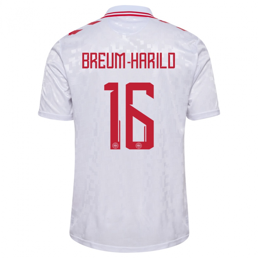 Kinderen Denemarken Tobias Breum-Harild #16 Wit Uitshirt Uittenue 24-26 T-Shirt