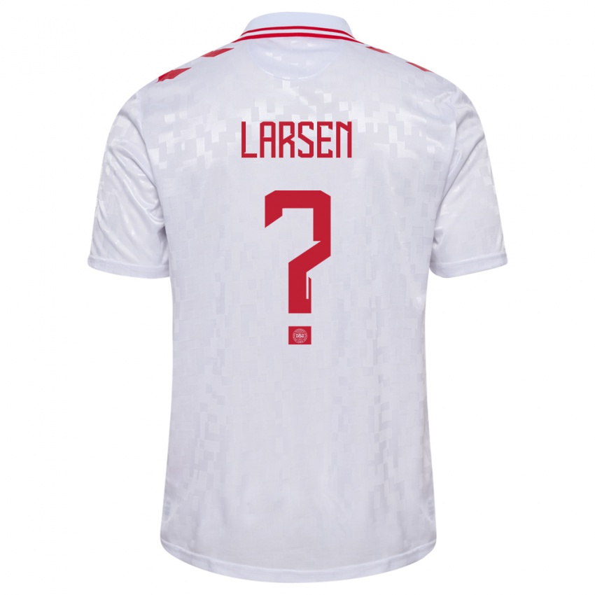 Kinderen Denemarken Sander Larsen #0 Wit Uitshirt Uittenue 24-26 T-Shirt