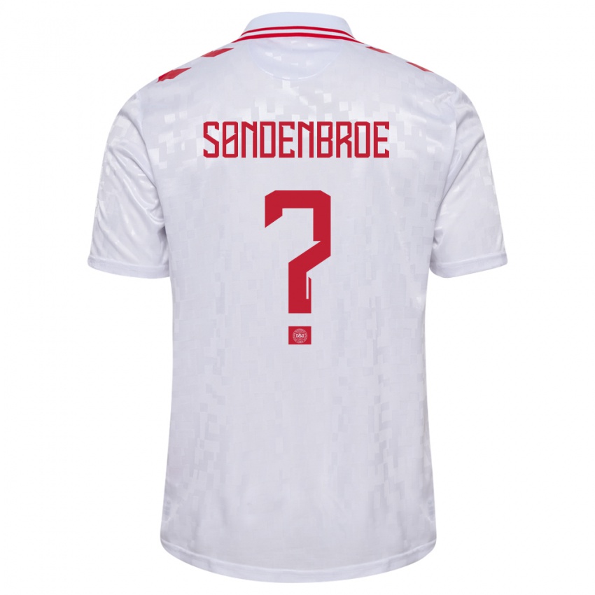 Kinderen Denemarken Andreas Søndenbroe #0 Wit Uitshirt Uittenue 24-26 T-Shirt