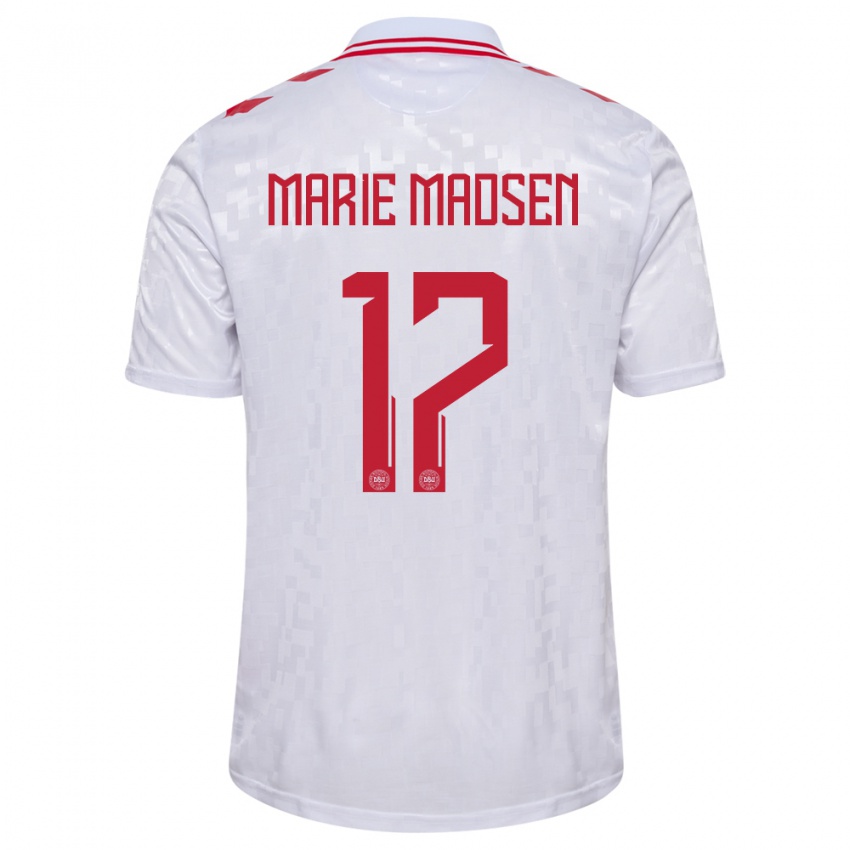 Kinderen Denemarken Rikke Marie Madsen #17 Wit Uitshirt Uittenue 24-26 T-Shirt