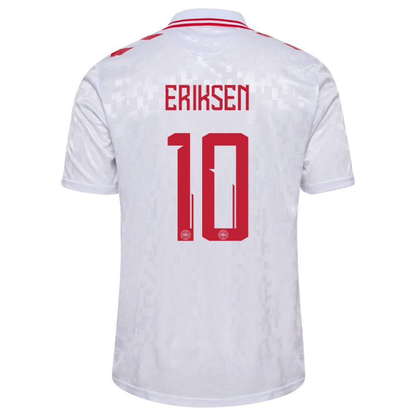 Kinderen Denemarken Christian Eriksen #10 Wit Uitshirt Uittenue 24-26 T-Shirt