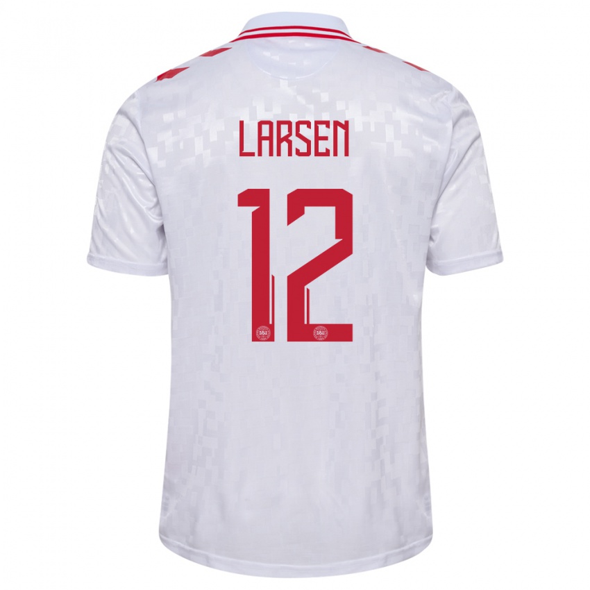 Kinderen Denemarken Stine Larsen #12 Wit Uitshirt Uittenue 24-26 T-Shirt