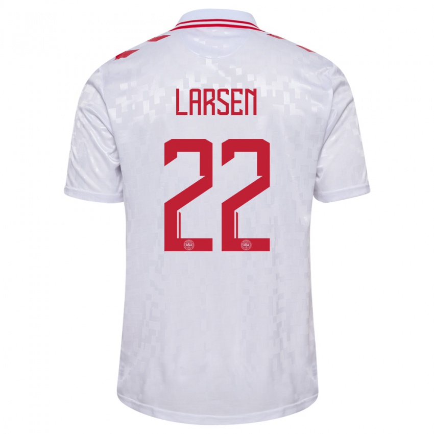 Kinderen Denemarken Kathrine Larsen #22 Wit Uitshirt Uittenue 24-26 T-Shirt