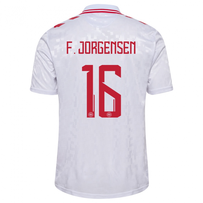 Kinderen Denemarken Filip Jorgensen #16 Wit Uitshirt Uittenue 24-26 T-Shirt