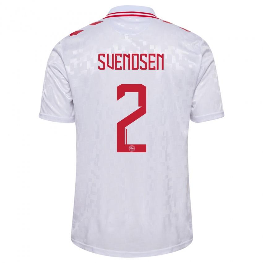 Kinderen Denemarken Oliver Svendsen #2 Wit Uitshirt Uittenue 24-26 T-Shirt