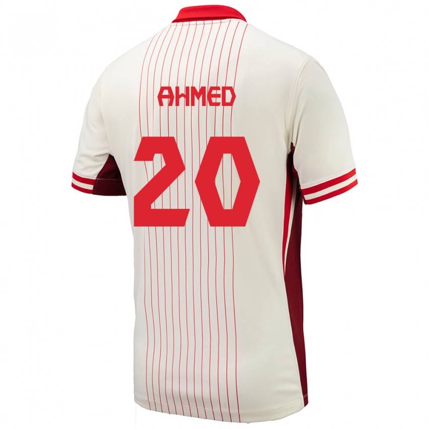 Kinderen Canada Ali Ahmed #20 Wit Uitshirt Uittenue 24-26 T-Shirt